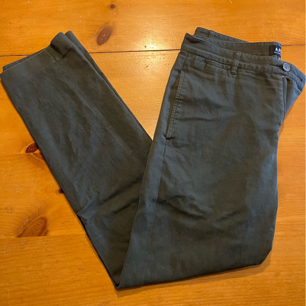 A.P.C. Military khaki Ville chino, a timeless classic pant.